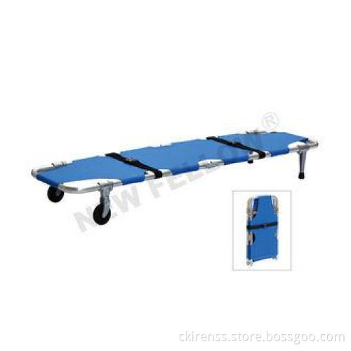 Blue Aluminum Alloy Wheeled Emergency Folding Stretcher ISO